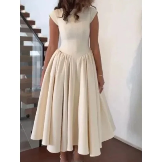 

Elegant Pure Desire Spring New Style Hollow out Backless Slimming Sleeveless Design Waist-Cinching Dress Commute Style Wool B...