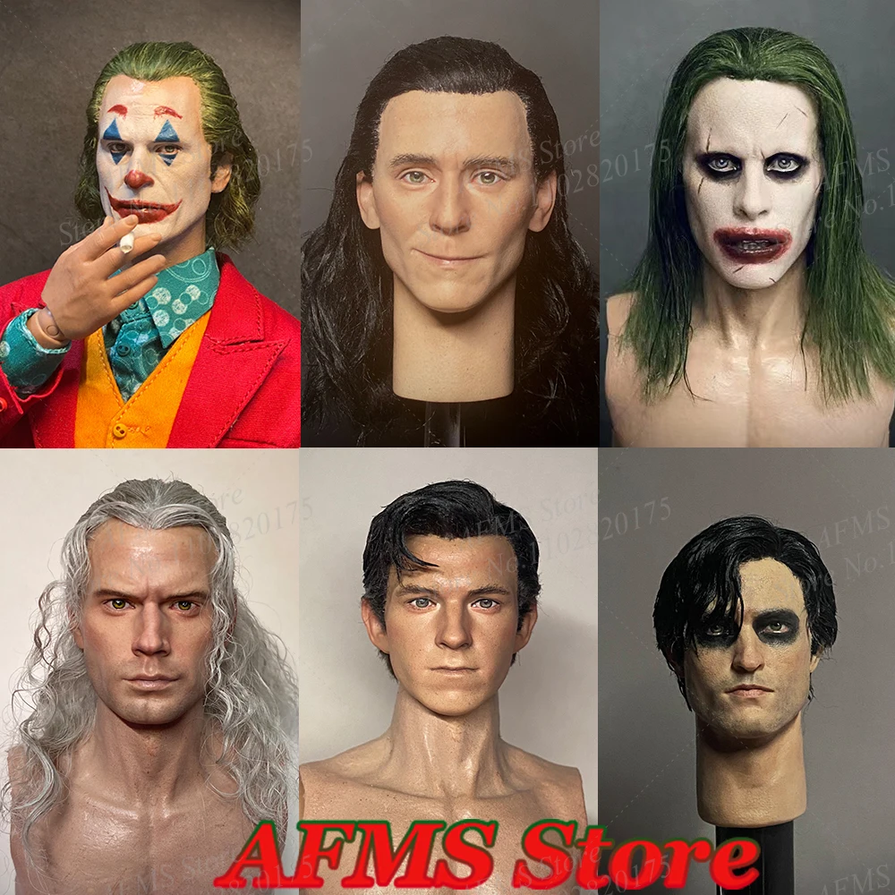 1/6 Men Soldier Head Sculpture Joker Heath Ledger Jared Joseph Leto Robert Pattinson Batman Tom Holland Aquaman Fit 12