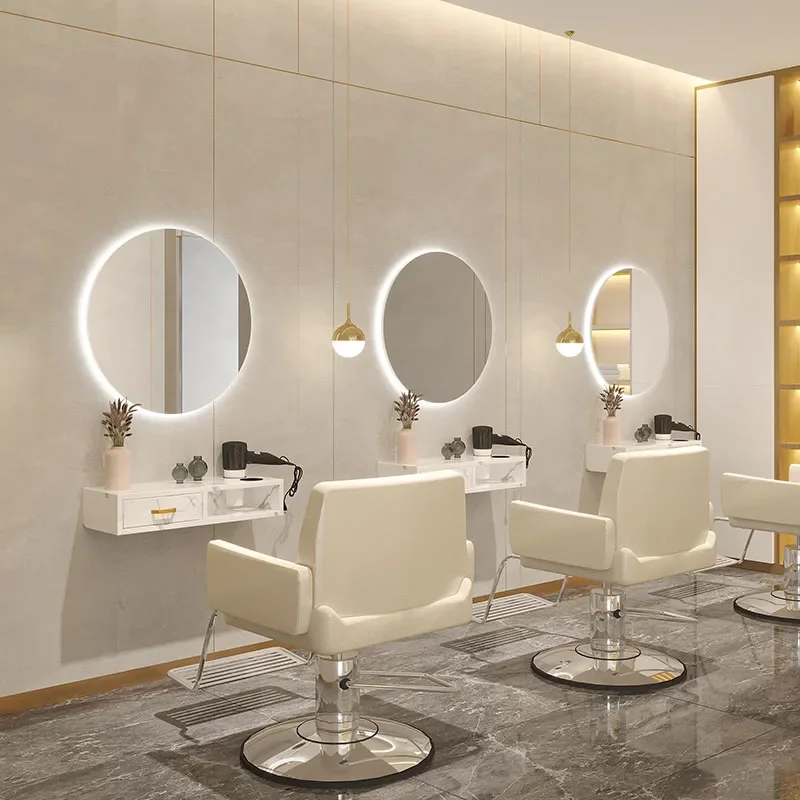 Simple Modern Style Barbershop Square Mirror Hairdressing Salon Cosmetic Mirror Light Luxury HD LED Light Mirror Size 70x100cm