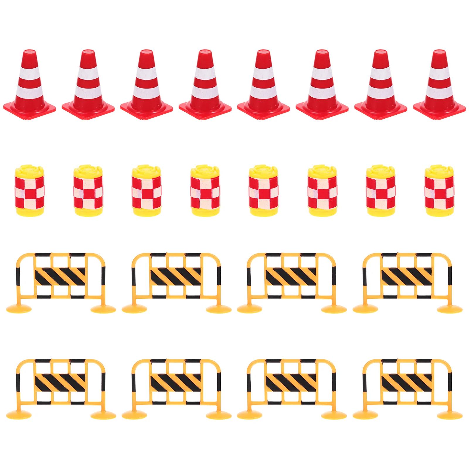 24 Pcs Barricade Props Toy Boy Role Play Toys for Kids Mini Sand Tray Miniatures Sign Traffic Barrier Road Cones The