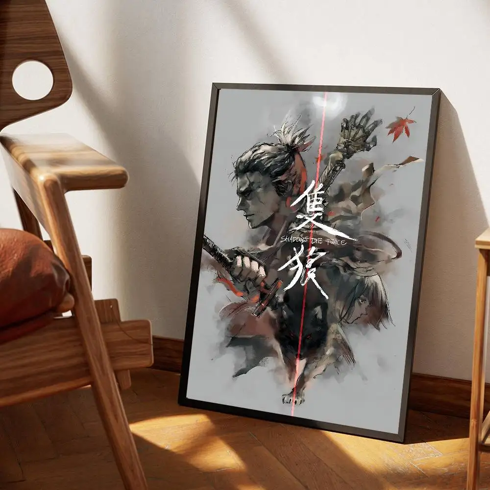 لعبة Sekiro Shadows يموت مرتين ملصق فني ذاتي اللصق مقاوم للماء ورقة ملصق مقهى بار غرفة جدار ديكور