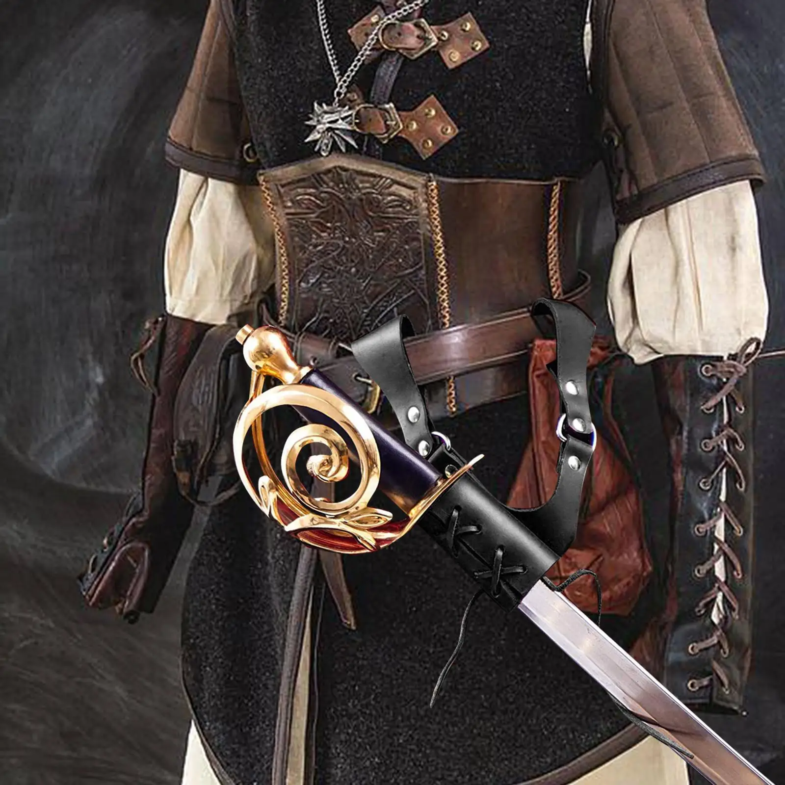 Espada Medieval de rana de estilo Vintage, espada Medieval, Rapier, soporte de cinturón para juego de rol de Assassin Knight