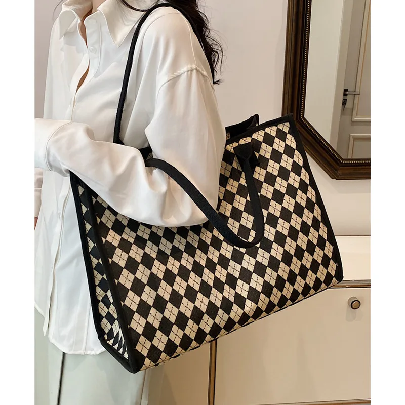 Canvas Tote Bag Women Luxury Designer Shoulder Bags Black Ladies Crossbody Bags Large White Shopping Bag for Women