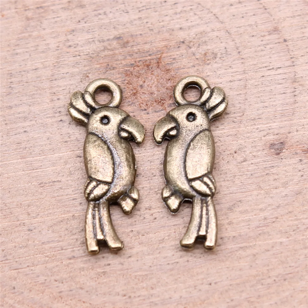 40pcs 20x8mm(0.79x0.31inch) 2 Colors Antique Bronze Color Antique Silver Color Parrot Charms Jewelry Materials Bulk