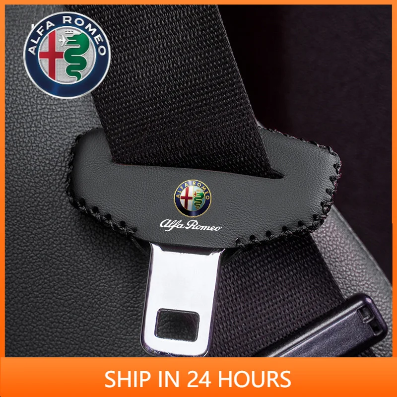 Suede Car Seat Belt Buckle Protector Anti-Scratch Cover For Alfa Romeo 159 Giulietta 156 147 Giulia Mito GT Stelvio Spider view 2