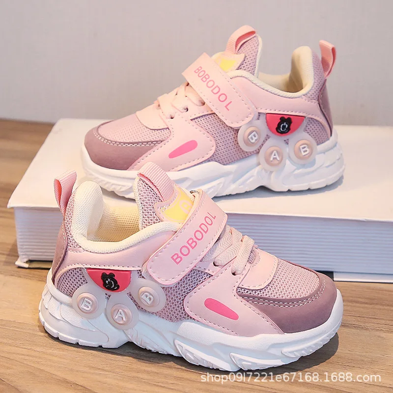 Little Girls Sneakers Four Season Outdoor Hollow Mesh Sports Running Shoes New Soft Soled Students Casual Breathable Shoes