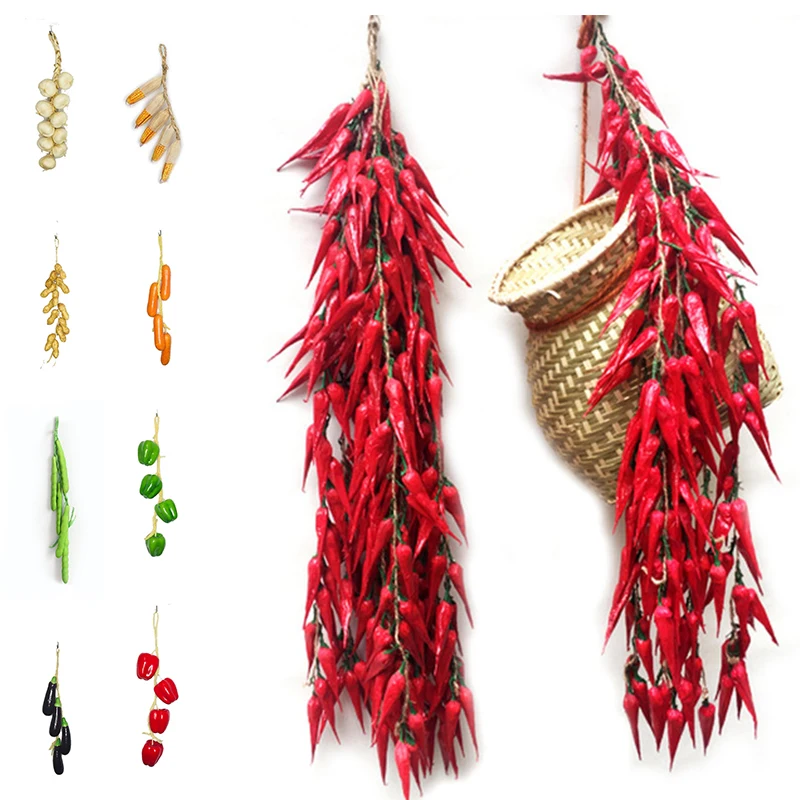 Artificial Simulation Food Vegetable Fake Chili Pepper Photography Props Home Room Wall Hanging Decor