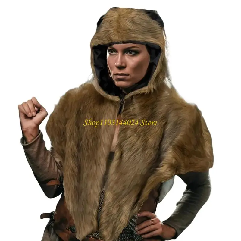 

N5ke плюшевые искусственные меха с капюшоном эргономичный пошив, идеально подходит для путешествия по кемпингу