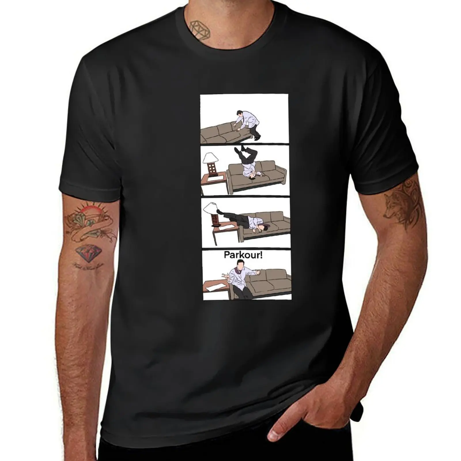 the office parkour T-Shirt heavyweights tops blacks oversized mens workout shirts