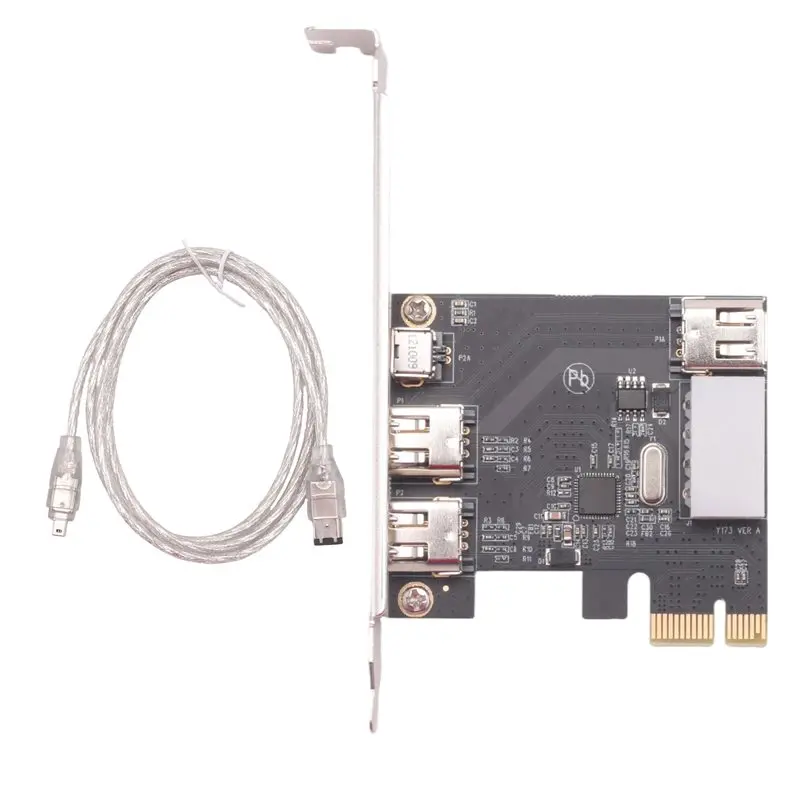 AT82-PCI-E 1X 1394 4 Port DV HD Video Capture Card Firewire Card 800/400/200/100Mbps Supports Hot-Swapping For Desktop