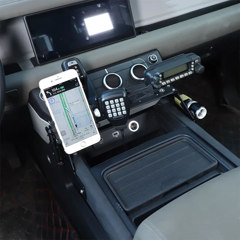 Aluminum Car Center Console Mobile Phone Holder GPS Navigation Holder Car Accessories For Land Rover Defender 90 110 2020-2023