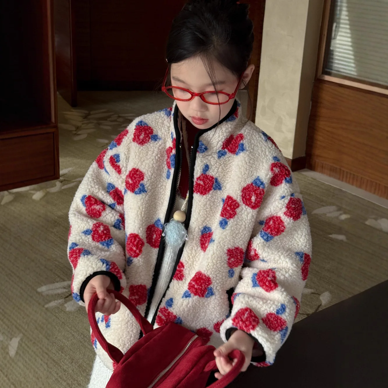 

Children Clothing Kids Casual Warm Coat 2025 Autumn Winter Korean Style Girls Full Printed Flowers Versatile Kids Warm Coat