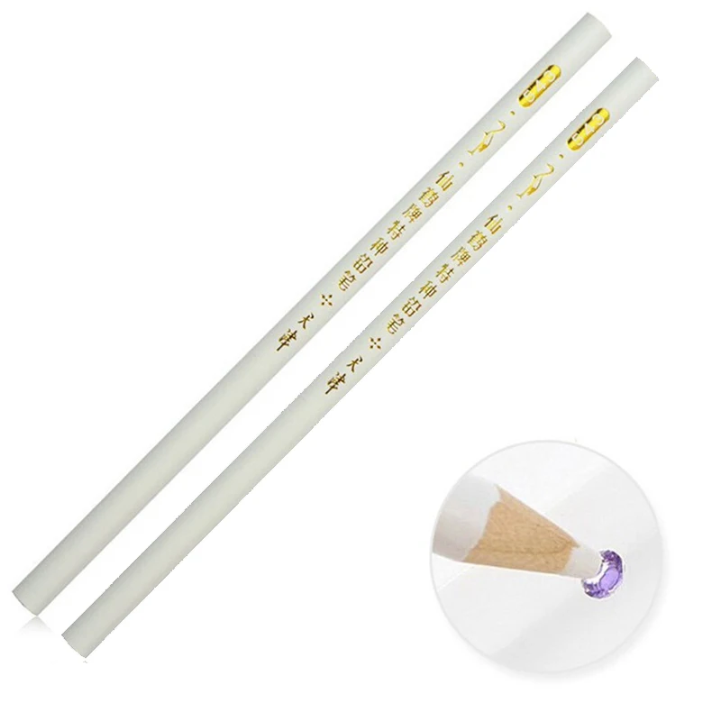 2Pcs White Rhinestone Picker Dotting Pencil For Picking Up Stones Clothes Beads Nail Decoration Tools Rhinestones Pickup Wax Pen