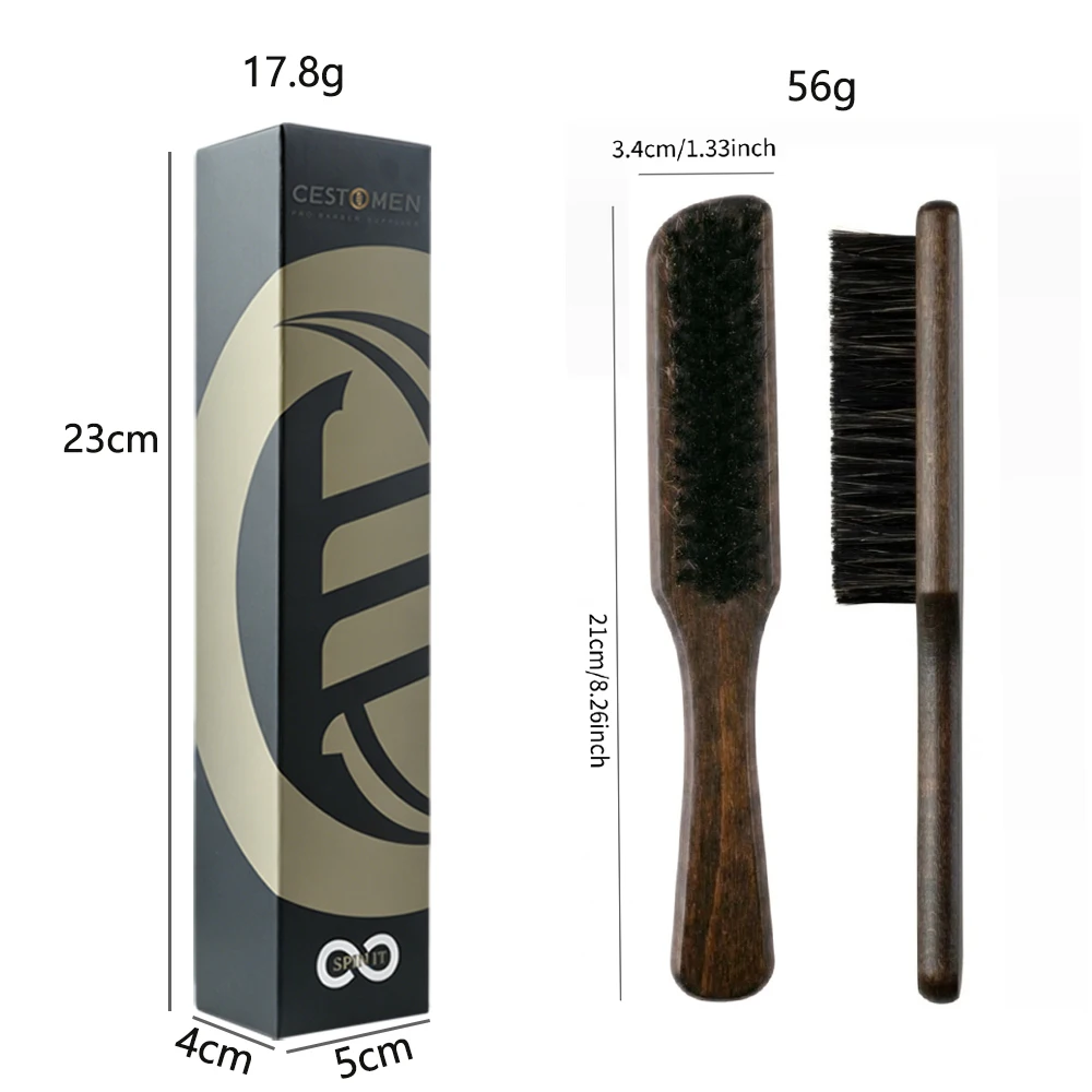2-teiliges Set, professionelle Haarbürste aus Holz, Wildschweinborsten-Bartbürste, runde Bürste für lockiges Haar, Volumenbürste, antistatisches Haar-Styling-Werkzeug – Detail 2