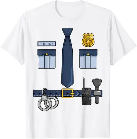 Halloween Polizist Partykostüm Halloween Polizeibeamter Cosplay T-Shirt Y2k Lustige Jungen Mode Grafik-Bekleidung Herrenkleidung – Detail 12