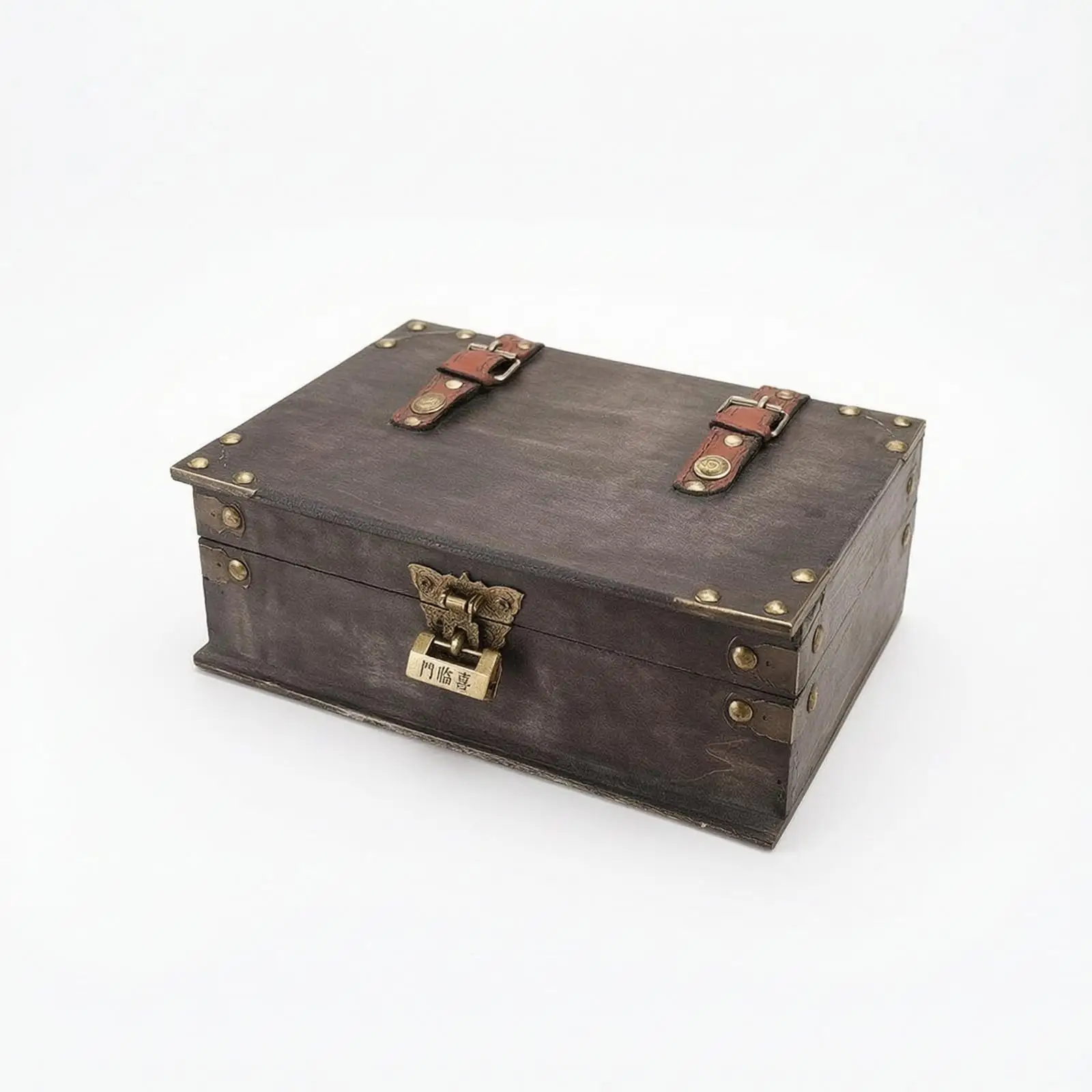 Wooden Storage Box with Lid Rectangular Wooden Box with Hinged Lid Rustic