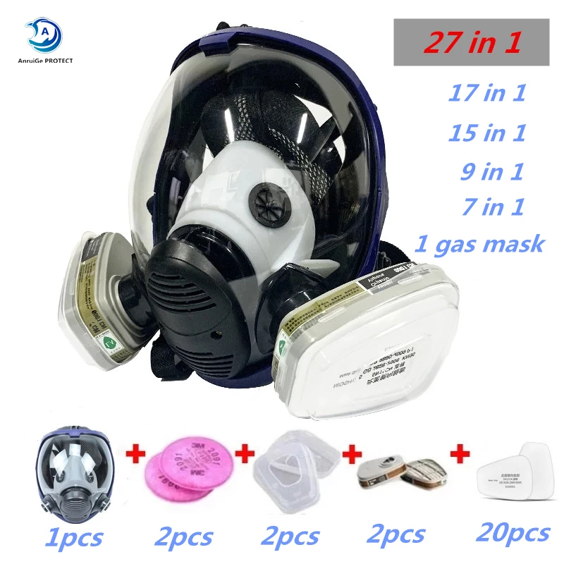 Masque à gaz chimique de travail, masque facial complet à 6800, respirateur, filtre à charbon Industriel, peinture en aérosol