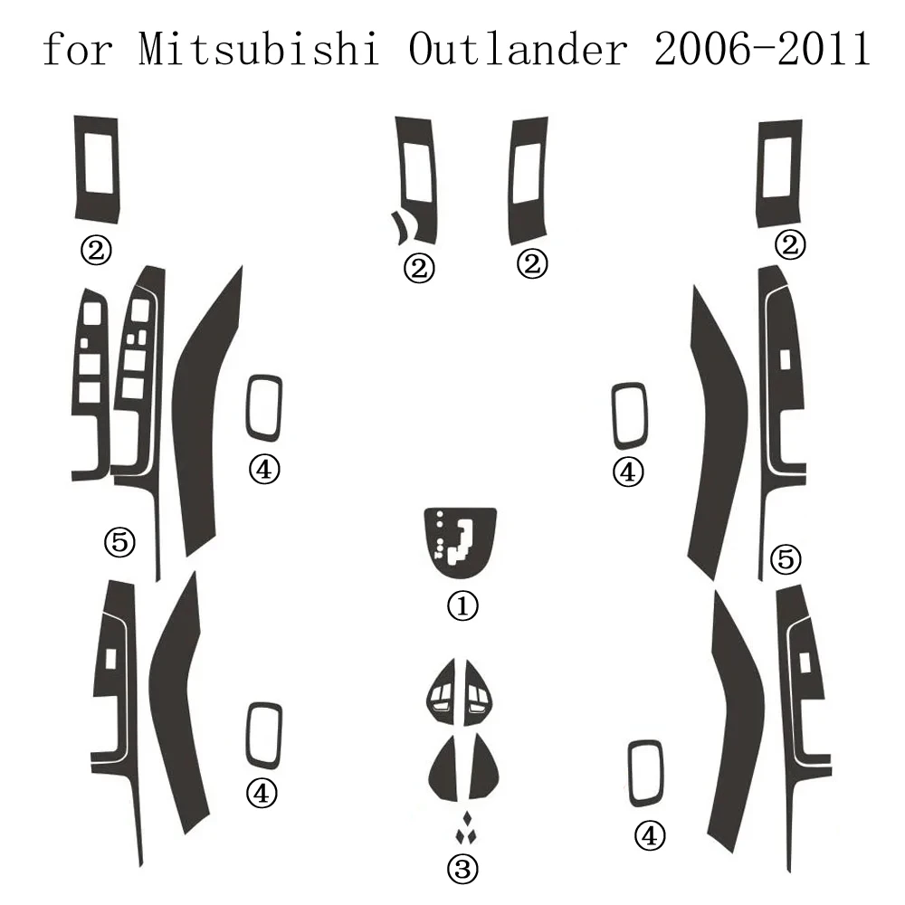 Carbon Fiber For Mitsubishi Outlander 2006-11 Car Film Interior Stickers Center Console Gear Dashboard Air Door Lift Panel