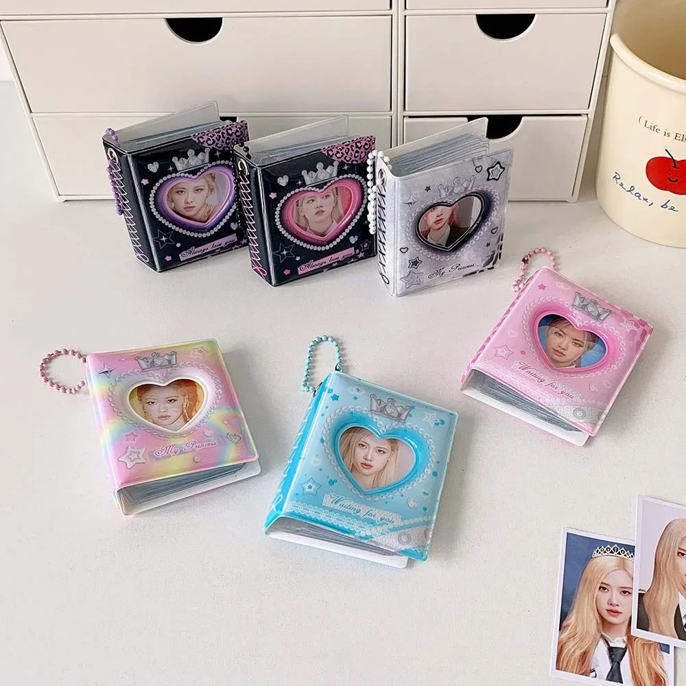 Mini Crown Love Heart Korean Photocard Holder PVC Card Cover Hanging Decoration Idol Card Display Protector Korean Style