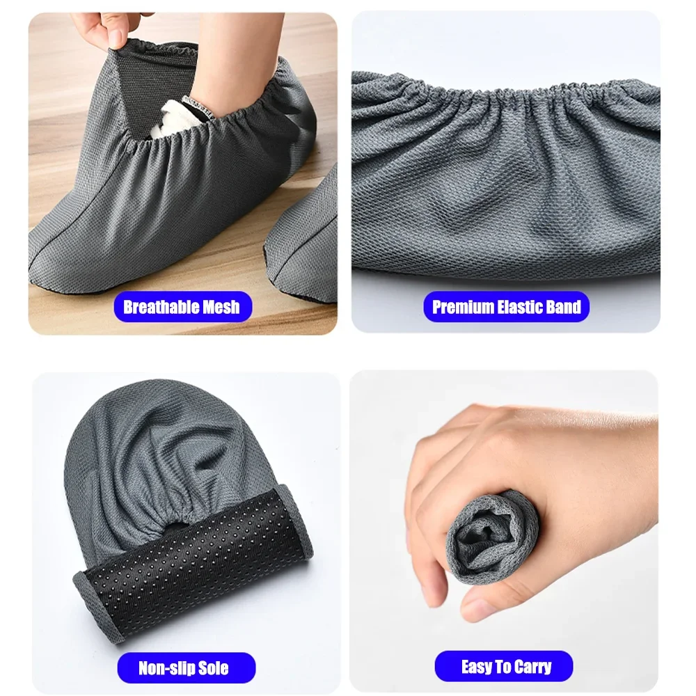 Household Non-slip Shoe Covers for Shoes Dust Proof Reusable Rain Boots Cover Men Women Indoor Washable Overshoes Accessories image 5