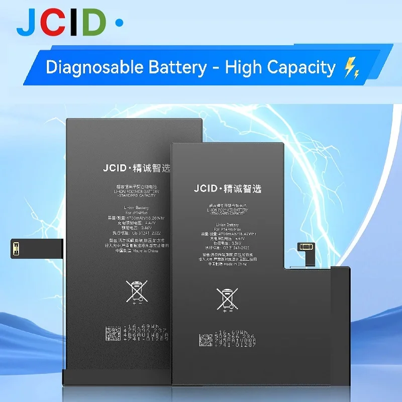 2 قطعة JCID بطارية تشخيصية عالية السعة 100% الصحة لا المنبثقة المستخدمة TI لوح حماية آيفون 12 13 14 15ProMax على IOS 18 #1