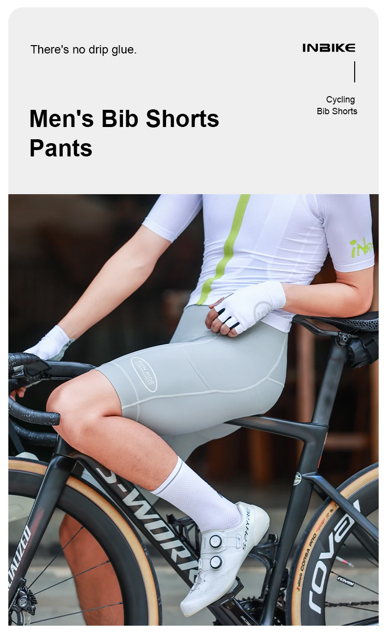 INBIKE Herren Radsport-Trägerhose mit Taschen, Hochelastisch, Atmungsaktiv, Schultergurte, Fahrrad-Trägerhose, Radsportbekleidung – Detail 1