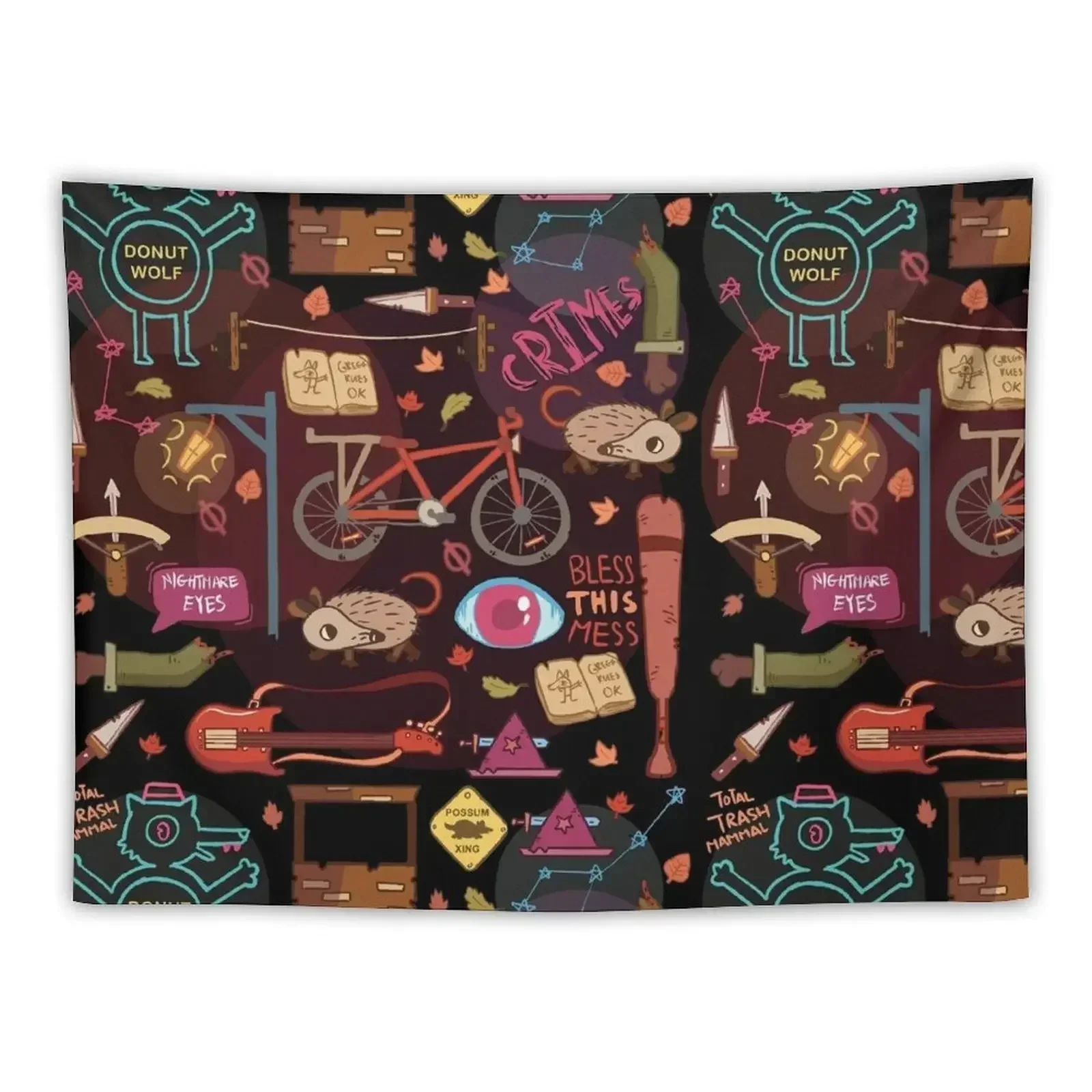 Night in the Woods Weird Autumn Pattern Tapestry Bedroom Decor House Decorations Wall Hanging Wall Tapestry