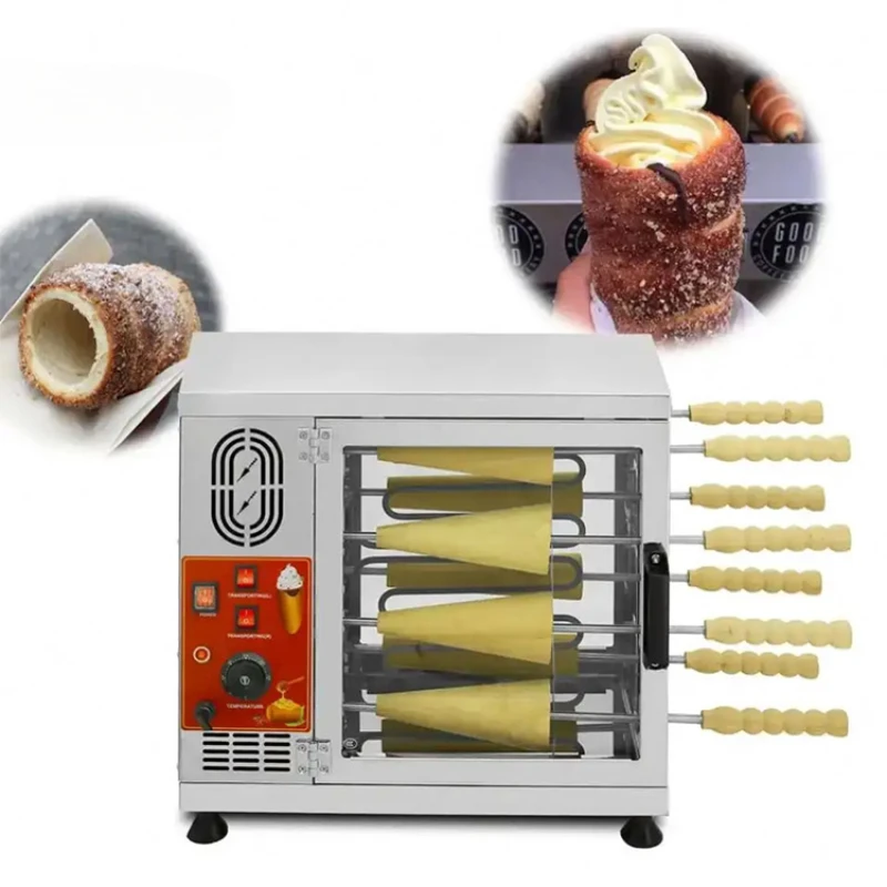 Commercial Donut Cone Machine Chimney 8pc Cake Stove Machine Stainless Steel Roll Ice Cream Machine