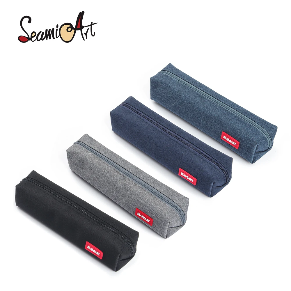 SeamiArt-estuche de lápices Kawai pequeño de Color sólido con cremallera Simple, Mini bolsas para bolígrafos, papelería para proveedores de oficina escolar, 1 ud.