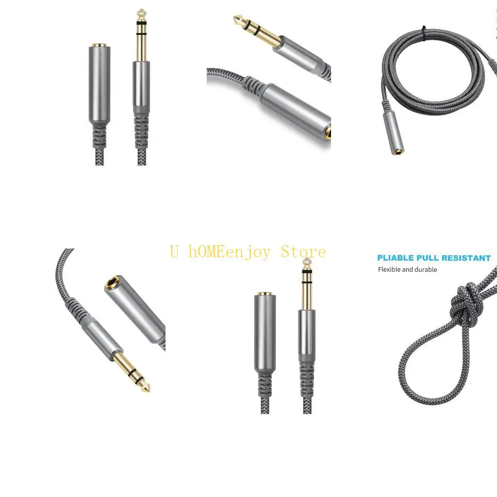 B0KF Professional 1/4Inch 6.35mm Stereo Cable Gold Contacts Conducting RFI Shielding for Live Performances