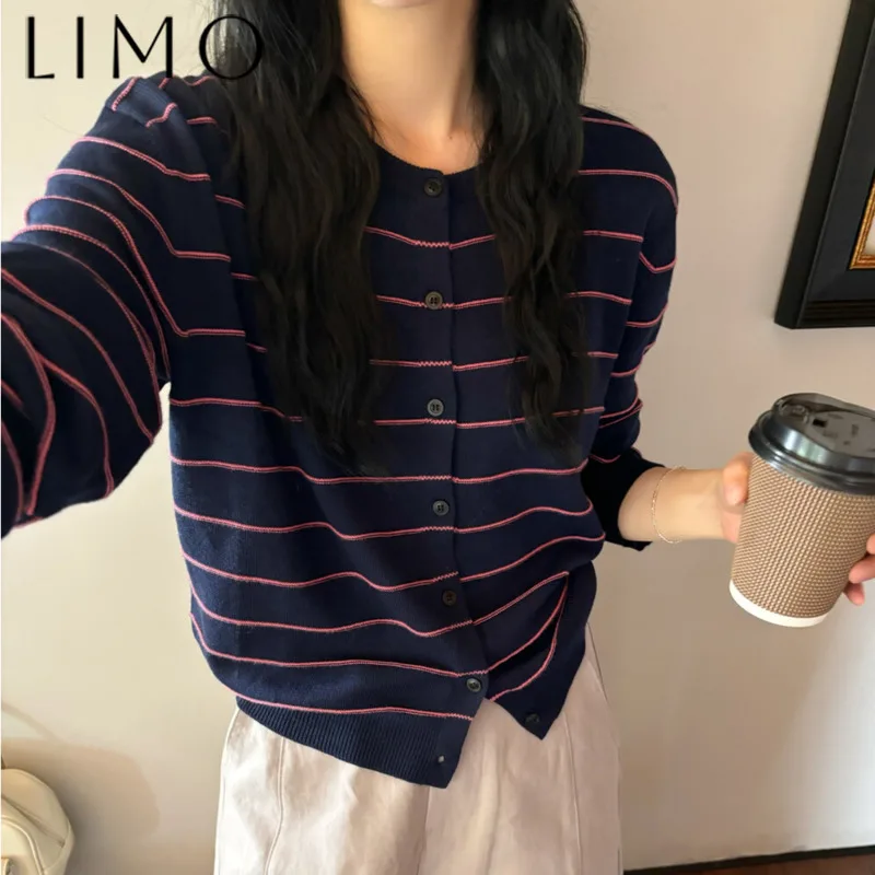 

LIMO Designer Knit Shirt Jacket Color Block Textured Round Neck Lightweight Chic Casual Spring Summer Premium 2025 Quality