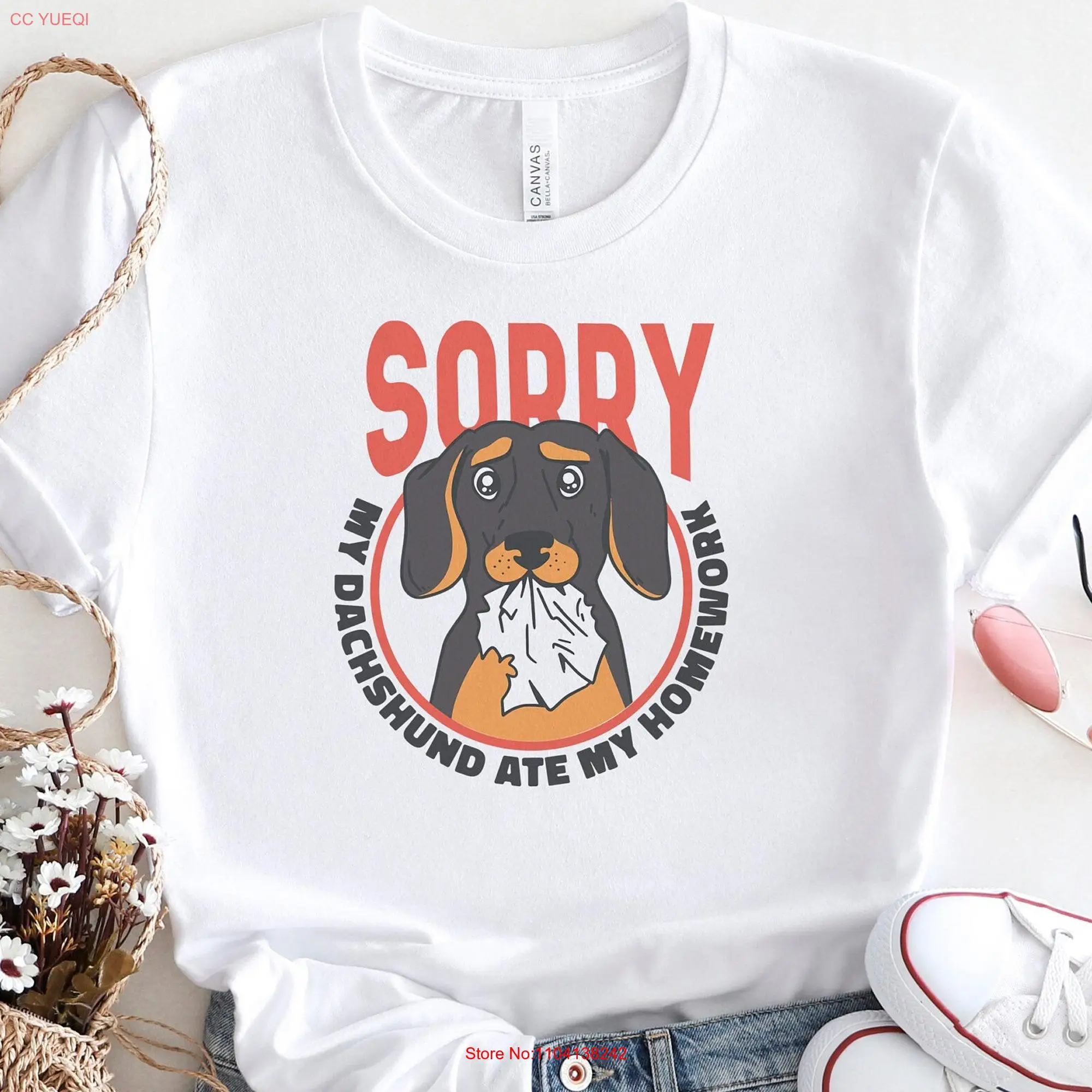 Sorry My Dachshund Ate Homework Lover T Shirt for Dog Owners Owner Mom long or short sleeves