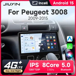 JIUYIN Android 13 Car Radio For Peugeot 3008 2009-2015 Car Multimedia Player GPS Carplay Android Auto 4G Navigation Head Unit