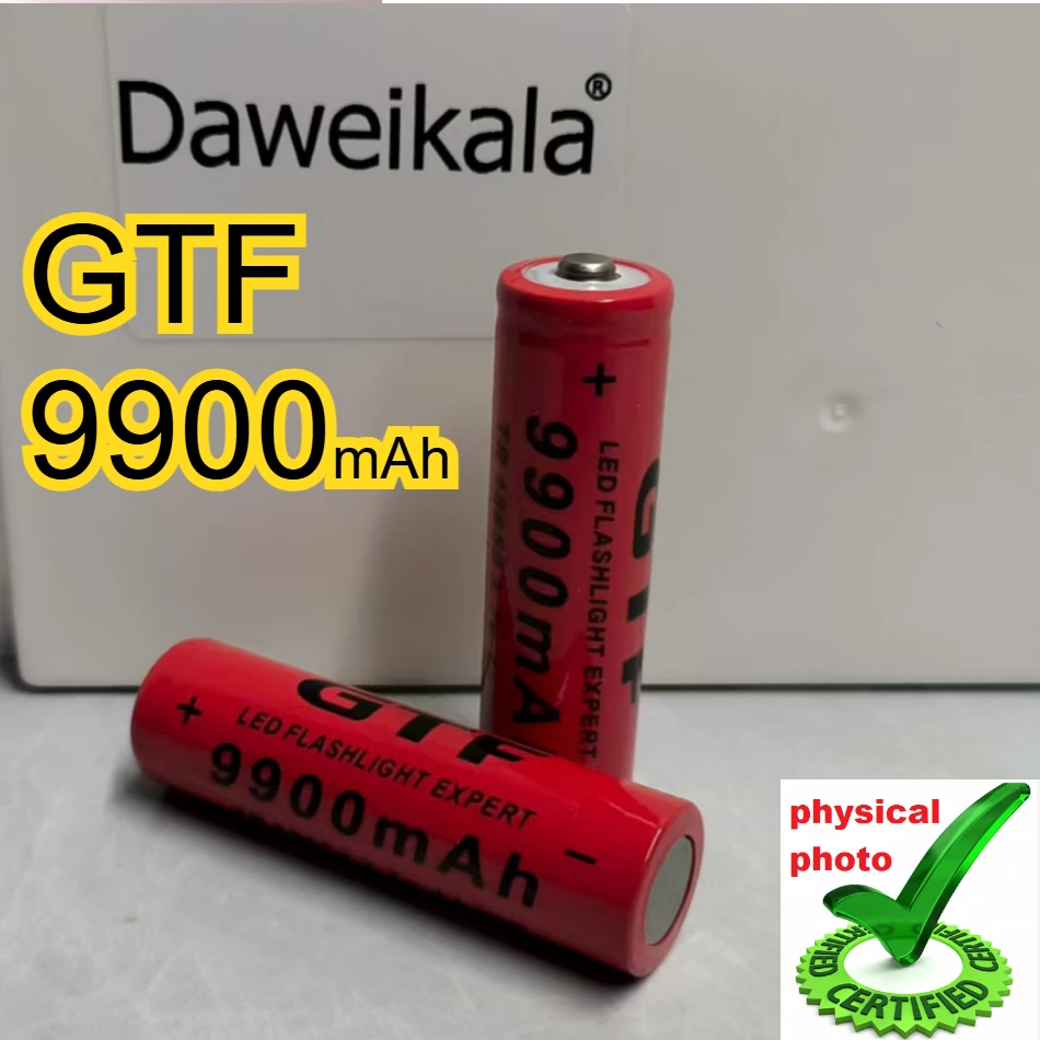 

2025 DAWEIKALA New 18650 Battery Lithium 9900mAh Lithium Battery 3.7 V for Bright Flashlight Toy Rechargeable Battery