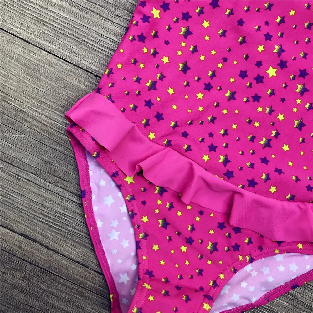 5-12Y Swimming Suit For Girl One Piece Swimsuits Star Pattern Kids Bodysuit Children Girl Swimwear Child Bathing Suits Beachwear