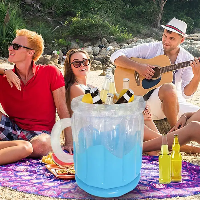 Beverage Bucket Drink Cooling Ice Barrel Inflatable Beverage Cooling Barrel For Beach Camping Pool Parties Barbecue Picnic