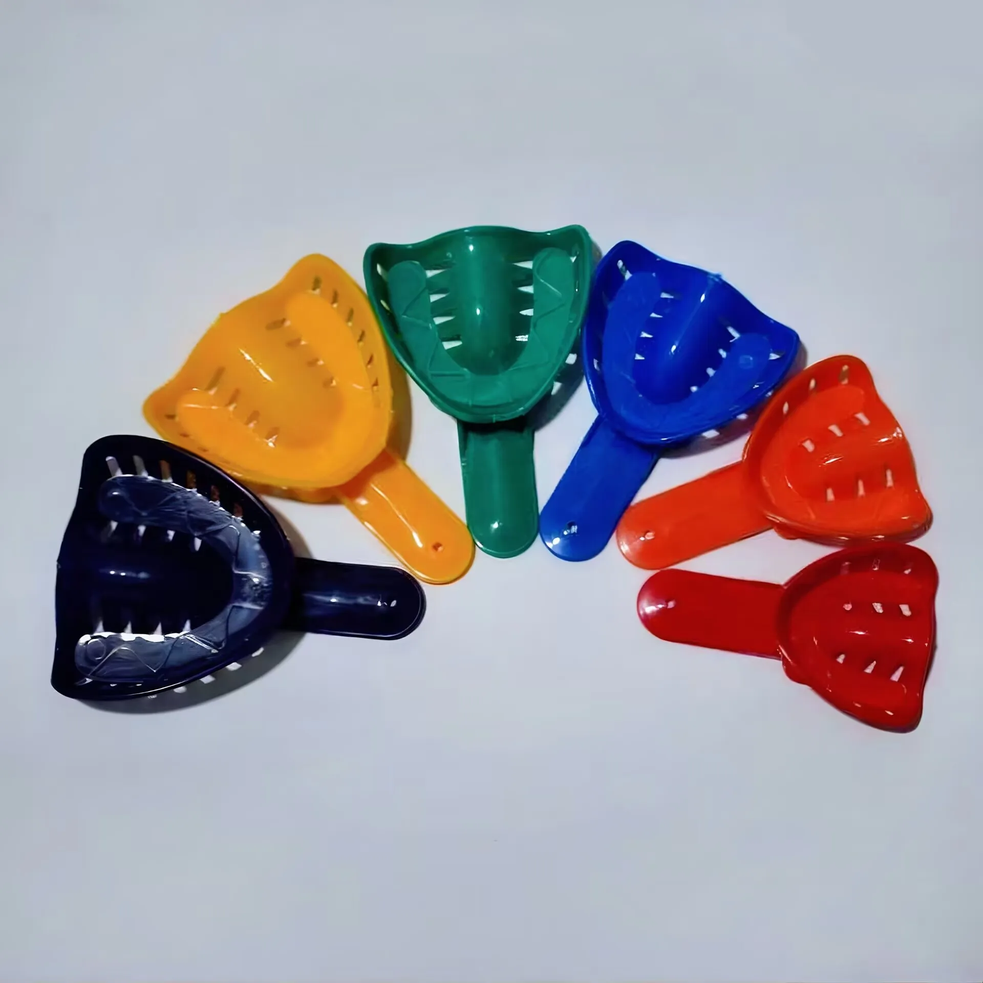 12Pcs Plastic Dental Impression Trays Colorful Teeth Holder Dentist Materials For Adult And Children Oral Care Tools