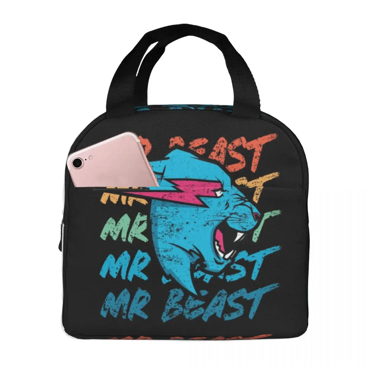 Retro Vintage Mr Game Insulated Lunch Bag Leakproof Mr Gaming Beasts Lunch Container Cooler Bag Tote Lunch Box Work Food Bag