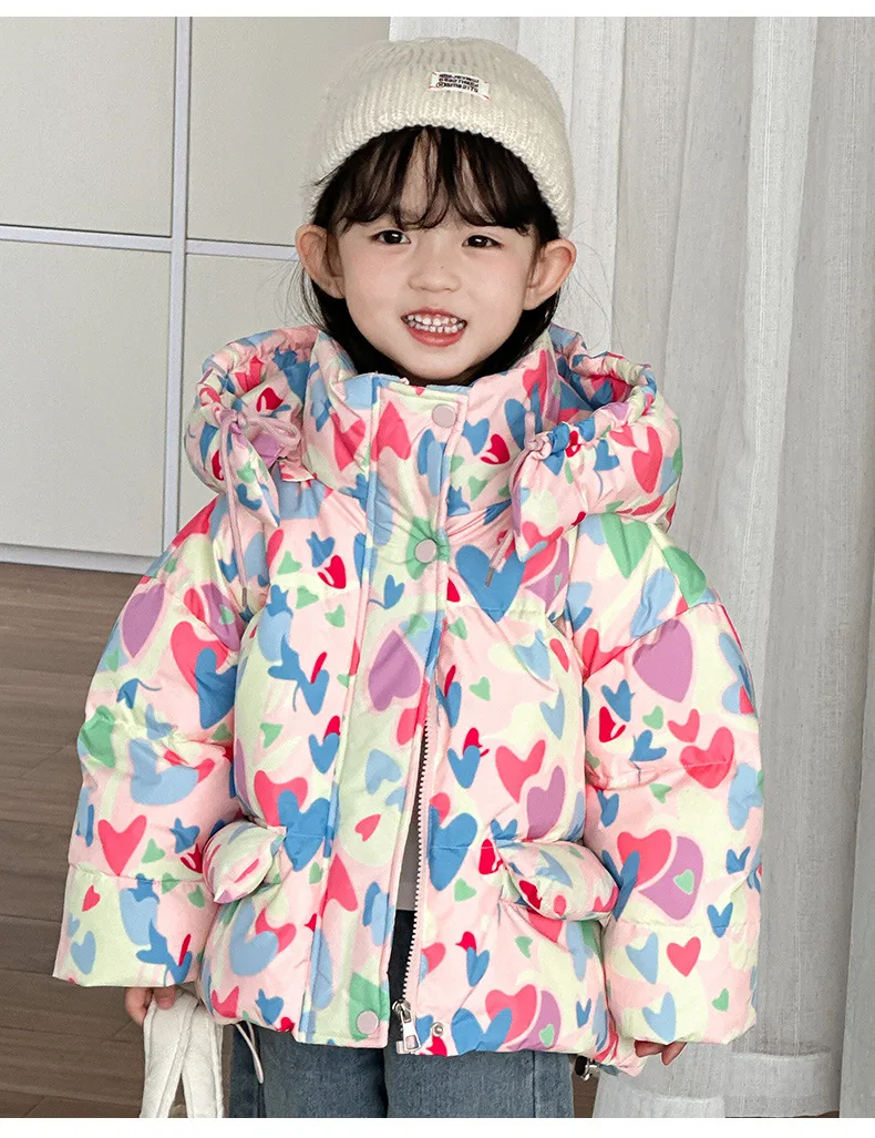 2024 New Winter Girls White Duck Down Jacket Children Cute Printed Hooded Warm Down Coat y1391 image 6