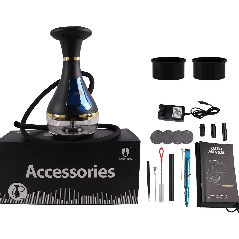 Electric Hookah Pipe Smoking Grass Adjustable Temperature Water Pipes Nargİle Full Complete Set Shisha for Smoke Accessories