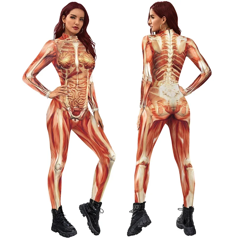 Fashion human body costume 3D printed adult bodysuits New Anime Cosplay women costumes sexy slim elastic long sleeve jumpsuit