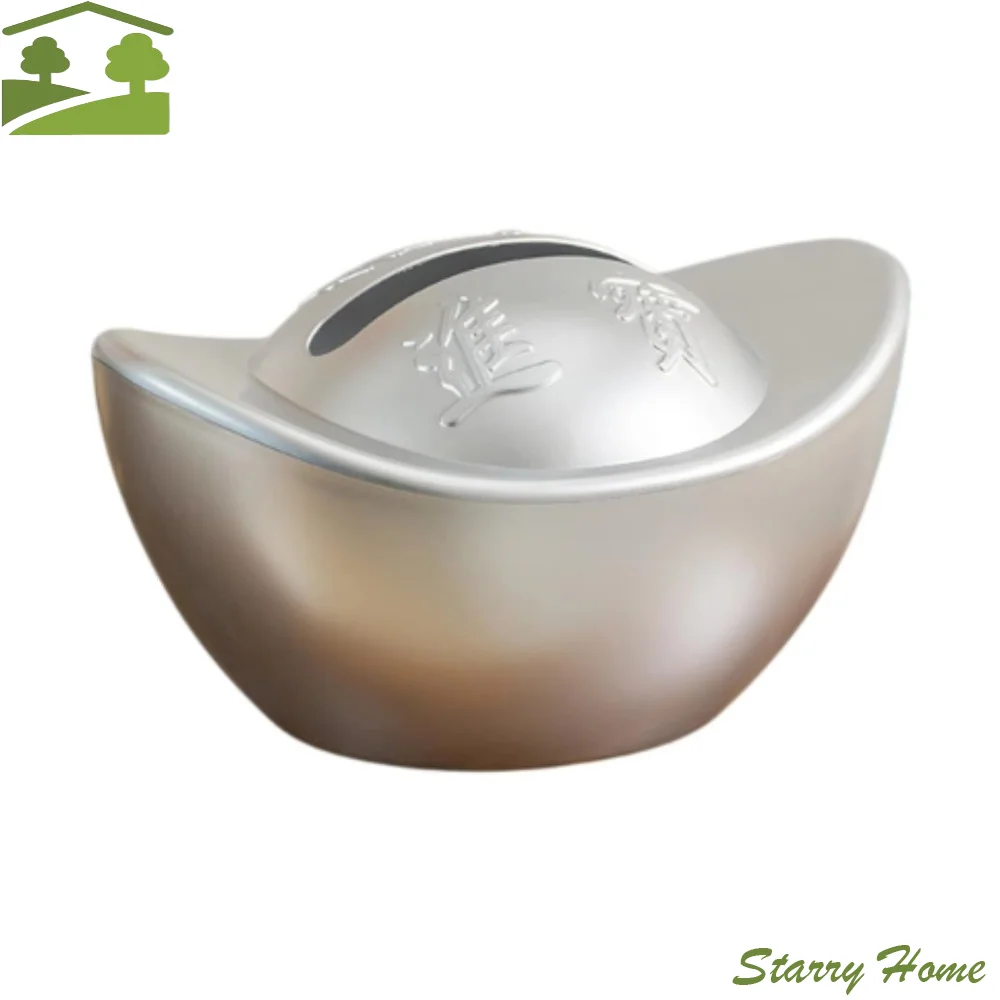 Yuan Bao Shape Ingot Yuan Bao Tissue Box Decorative Feng Shui Decor Chinese-Style Tissue Cover Silver/Gold Ornament Tissue Case