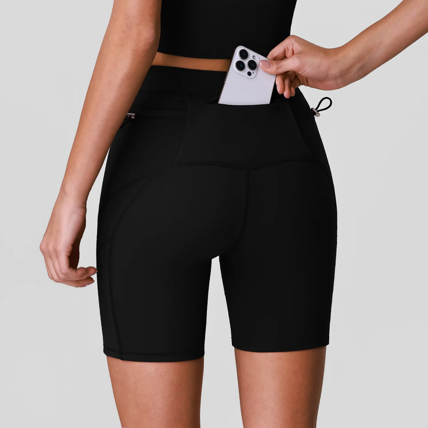 Gutashye Women Naked Skin High Waist Quick Dry High Elastic Tummy Lift Hip Sculpt Knee Length Yoga Cycling Sports Capri Shorts