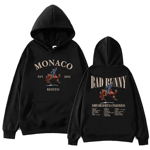 Sudadera con capucha Bad Bunny Monaco, jersey de Harajuku, sudadera, regalo para seguidores