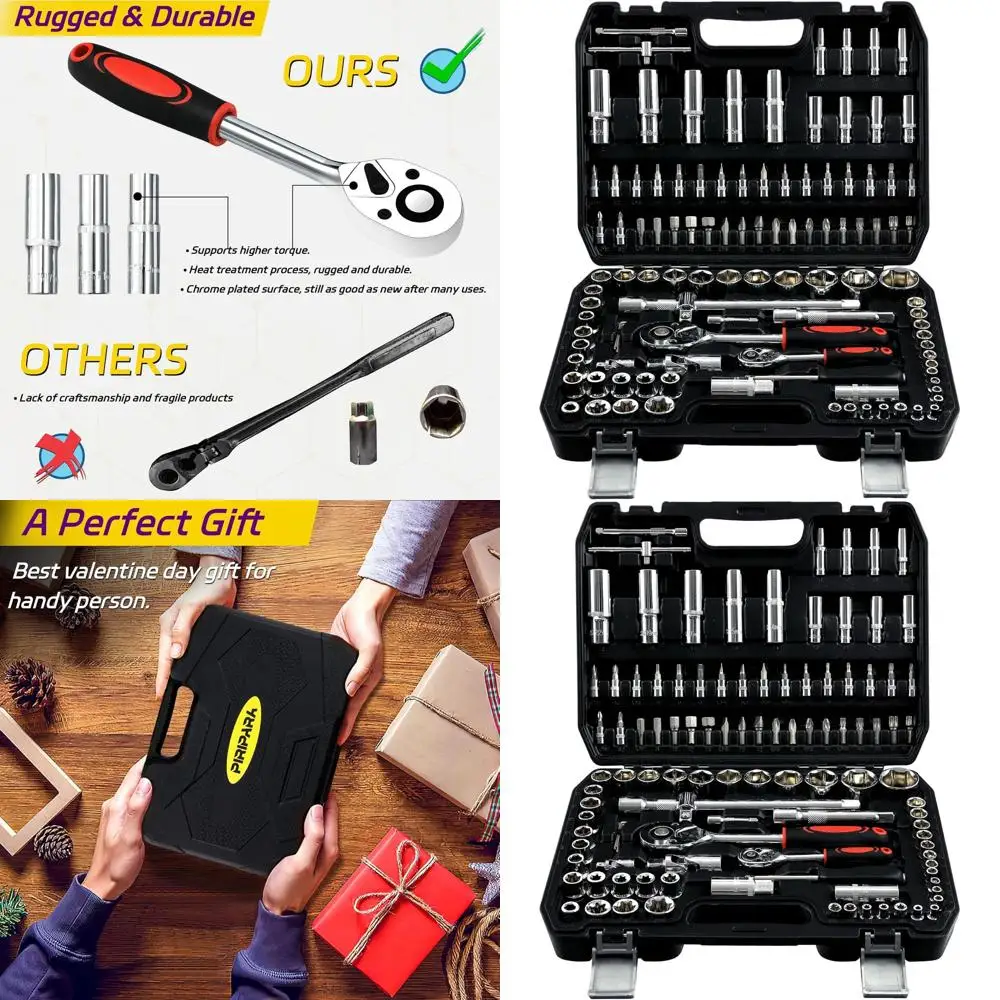 

Complete 108-Piece Metric & Standard Socket Set with Ratchets, Extensions, and Storage Box