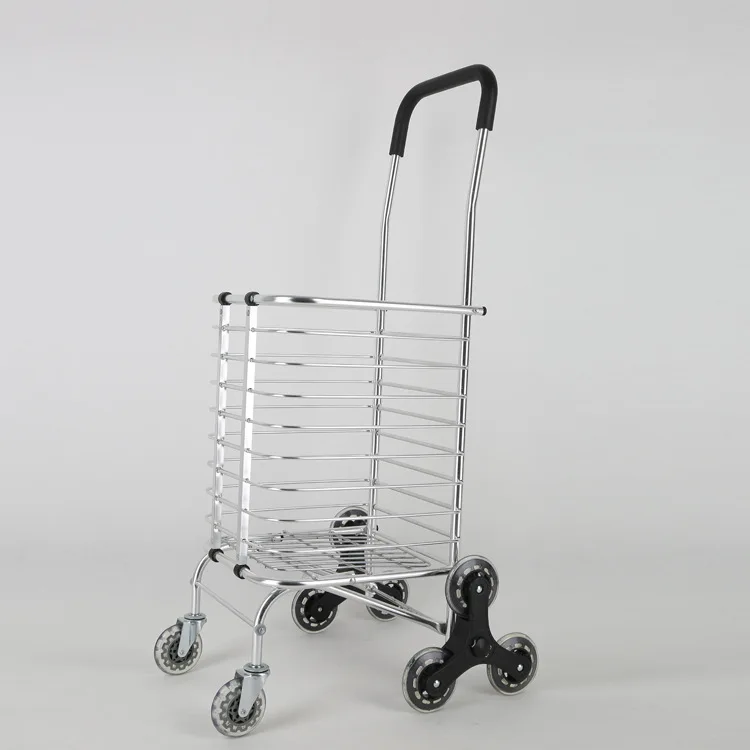 Folding Shopping Cart Grocery Utility Trolley Foldable Laundry Basket For Luggage With Rolling Swivel Wheels Home Storage Basket