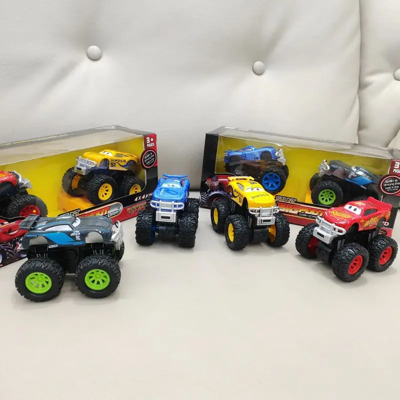 Hot Disney Toy Story 3 Stunt Model Car Lightning Mcqueen Inertial Free Wheel Alloy Body Car Toys Collection Boy Kids Gift Box