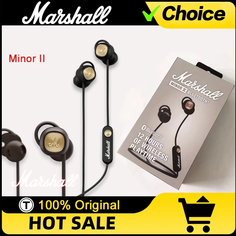 Minor II MARSHALL Bluetooth in Ear Sports Headphones with Neck Hanging and Anti Drop Features