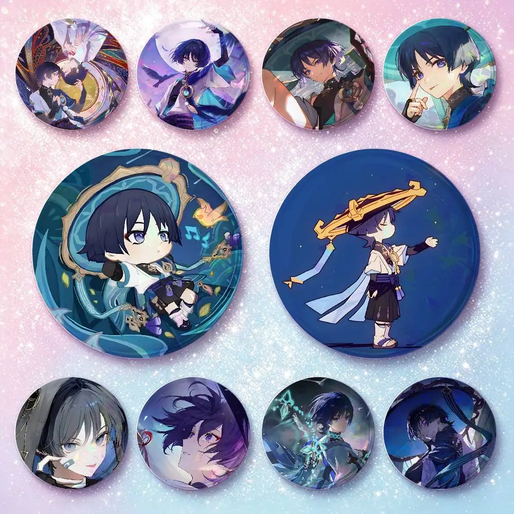 Game Genshin Impact Scaramouche Wanderer Badges Button Round Creative Pin Brooch Badge Bag Decor Accessories Fans Collect