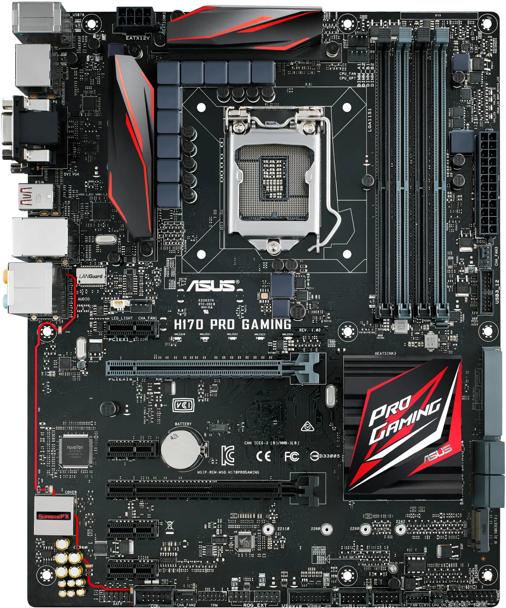 Imagem -03 - Pro Gaming Lga 1151 Intel H170 Ddr4 64gb Suporta I36300 I5-6500 I37100 I7-7700 I5-7500 Cpu Pci-e 3.0 M.2 Atx Asus-h170